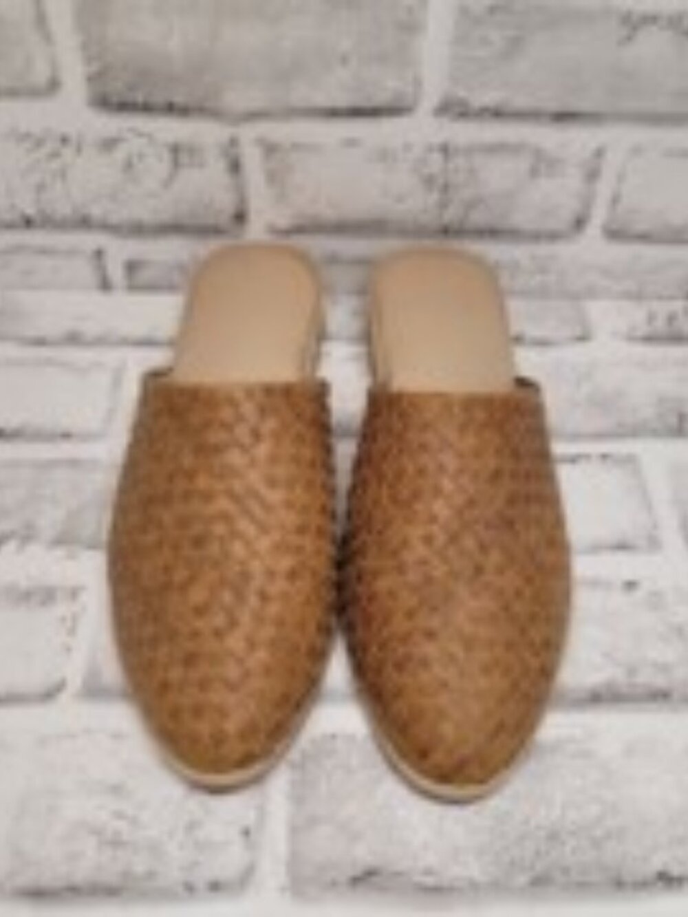 Sseko Woven Pointed Toe Slip On Mules Camel Brown Leather